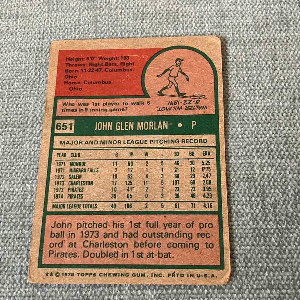 1975 Topps Pittsburgh Pirates Baseball Card Trading Card